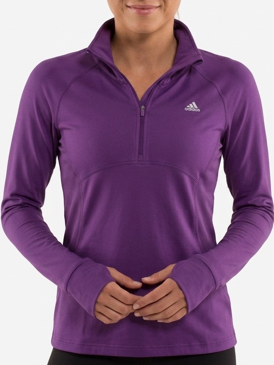 adidas Tops - Adidas Climalite 1/4 Zip Pullover Jacket Women's Size M - Purple With Thumbholes
